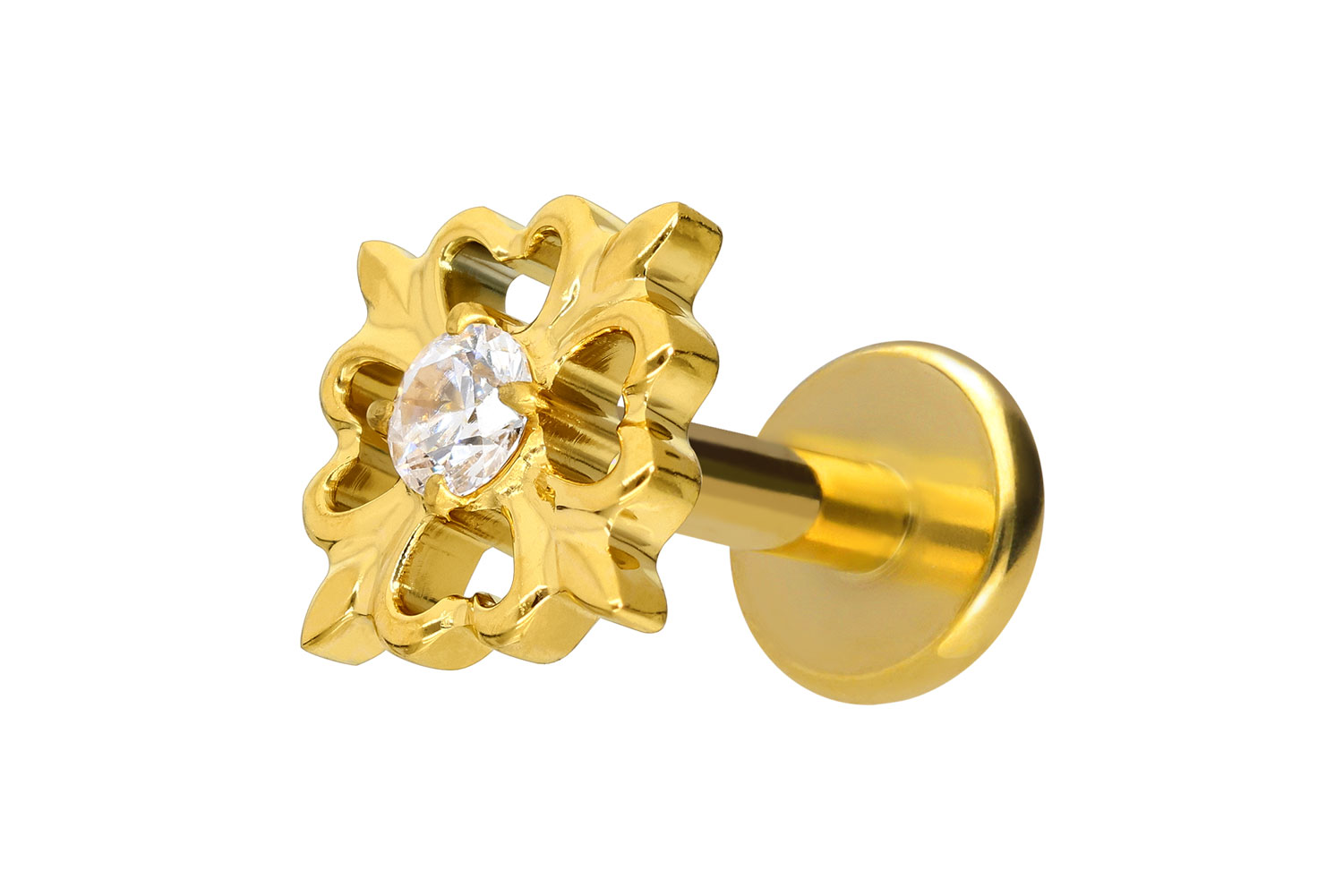 Titan Labret Piercing mit Innengewinde KLEEBLATT
